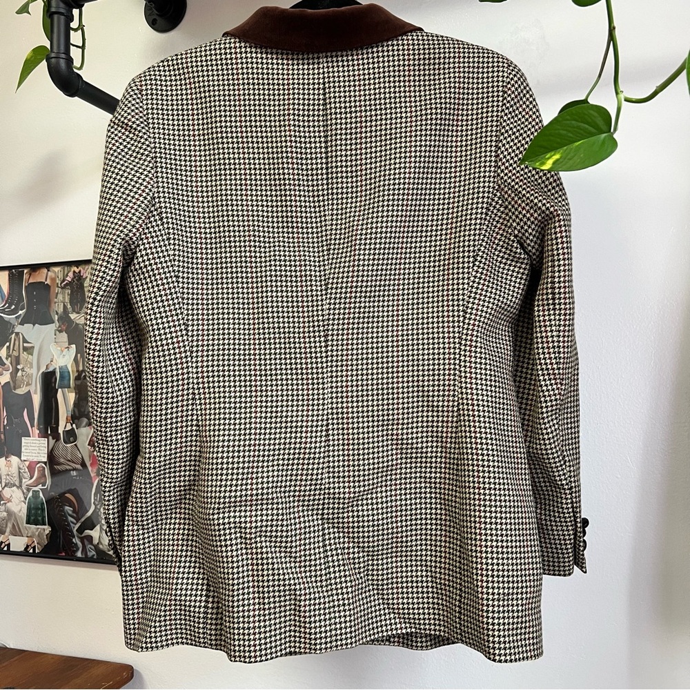 Ann Taylor 100% Wool Houndstooth Blazer Brown 10P - Picture 5 of 11